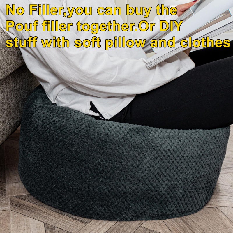 Asuprui Pouf Ottoman Unstuffed Ottoman Foot Rest No Filler Soft Foot Stool 20x20x12 Inches Fuzzy Chair Floor Pouf Chair with Storage for Living Room Bedroom Dark Gray - Image 5